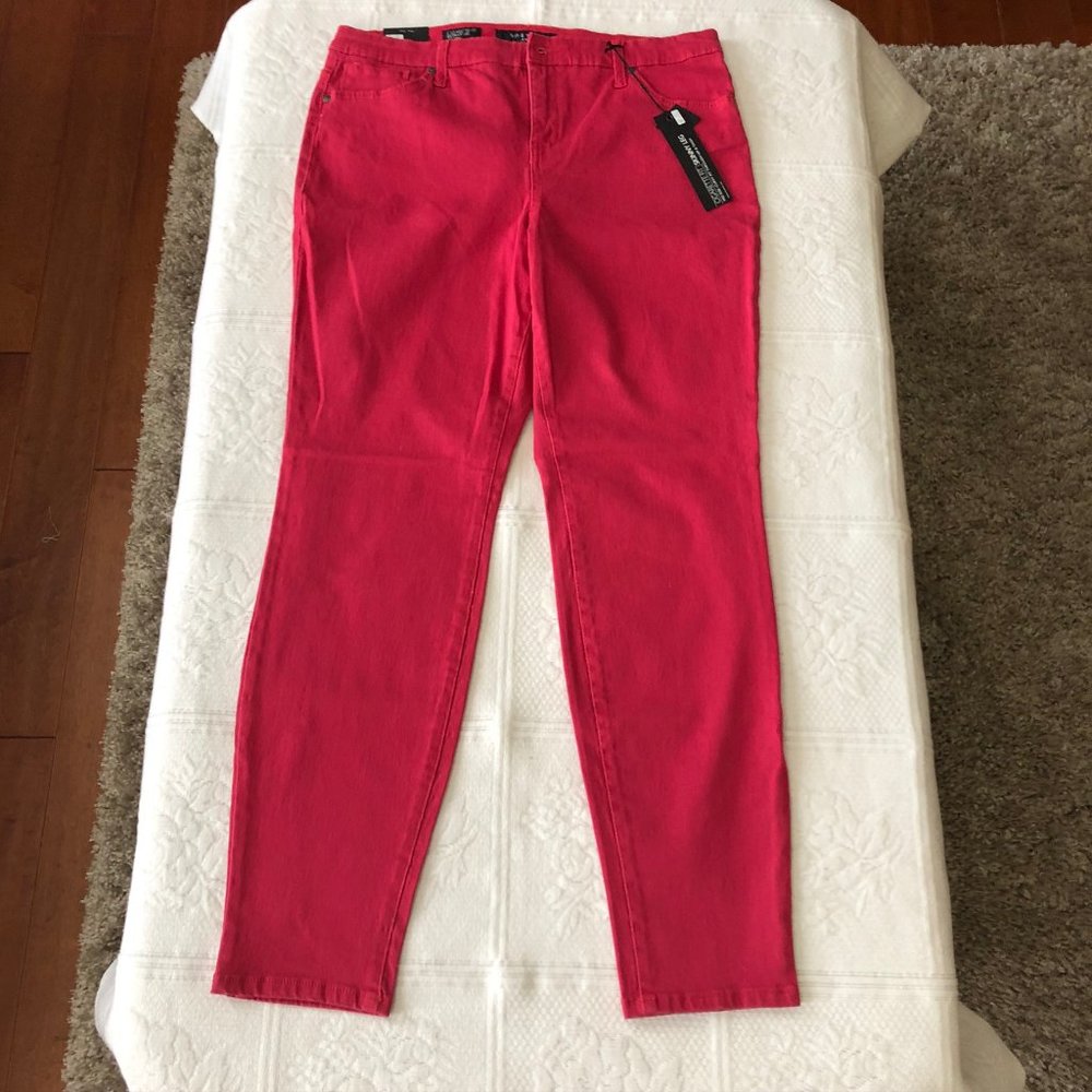 NWT rosy red Nine West Cigarette Fit skinny jeans 14